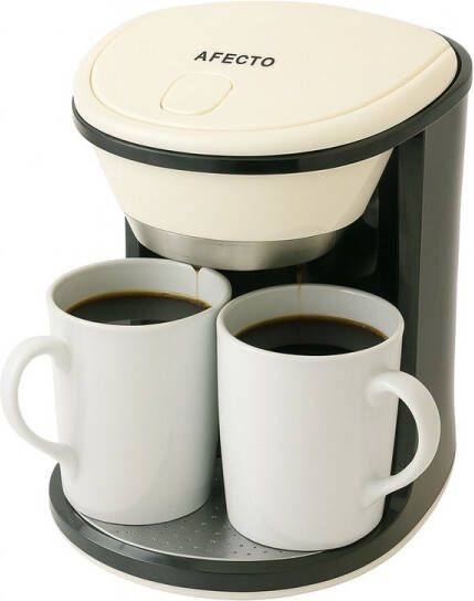 Afecto Koffiezetapparaat inclusief twee kopjes – Compact Filter Koffiezetter – Geschikt voor 2 Kopjes – Zwart Wit – Handig en Snel voor Thuis of Kantoor. Ook voor caravan camper of camping