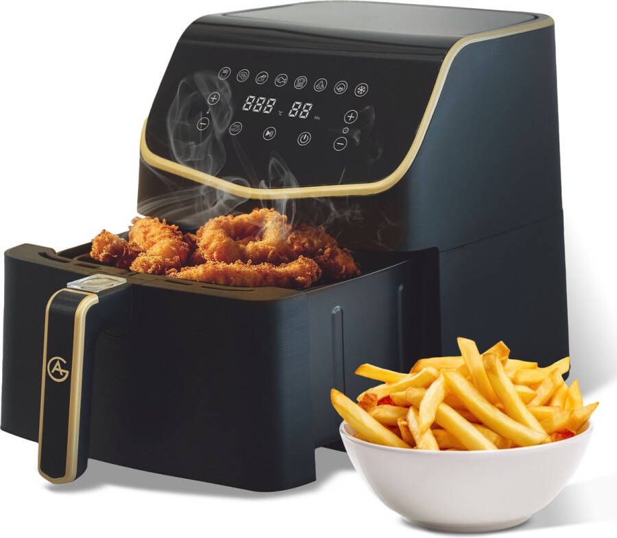 AG 5000 Airfryer XXL Premium- Luchtfriteuse Anti-aanbak Tot 8 personen- Uitneembare Bak Vaatwasserbestendig Met Receptenboek Extreem Stil- Snelkooktechnologie Digitaal Display Tot 200°C 8 Voorgeprogrammeerde standen. 7.5L Zwart - Foto 3