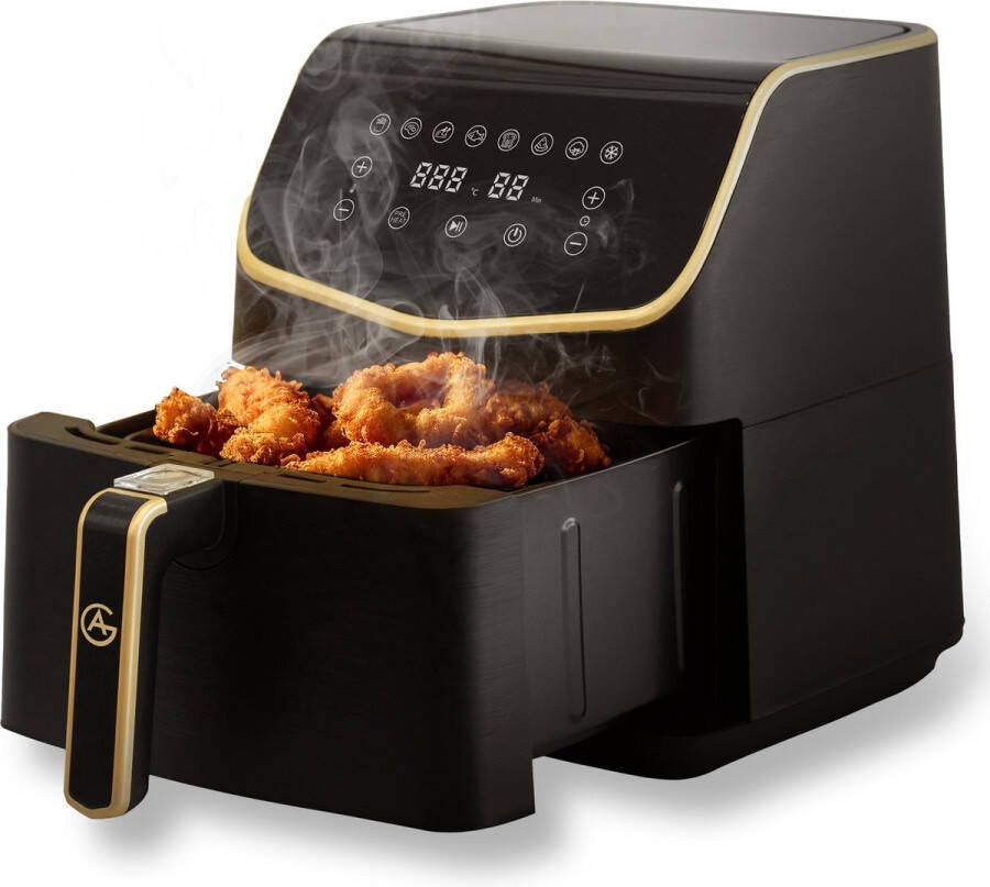 AG 5000 Airfryer XXL Premium- Luchtfriteuse Anti-aanbak Tot 8 personen- Uitneembare Bak Vaatwasserbestendig Met Receptenboek Extreem Stil- Snelkooktechnologie Digitaal Display Tot 200°C 8 Voorgeprogrammeerde standen. 7.5L Zwart - Foto 2
