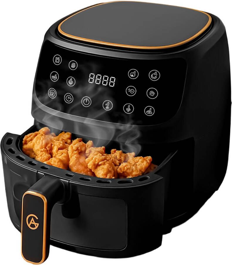 AG 5100 Airfryer XXL Premium Zwart – 5 5L Hete Luchtfriteuse – Digitaal Display – 8 Programma s – Anti-aanbak – Vaatwasserbestendig – Extreem Stil – Gezond Koken Zonder Olie – Inclusief Receptenboek