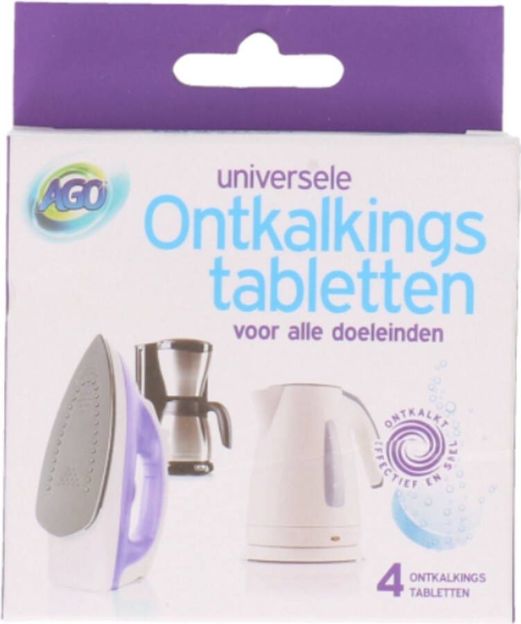 AGO Universele Ontkalkings tabletten 4 stuks Strijkijzer Koffiezetapparaat Waterkoker enz