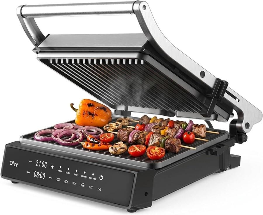 Ahd Contactgrill met uitneembare platen Contactgrill Multi grill Zwart 18cm x 37cm x 37cm