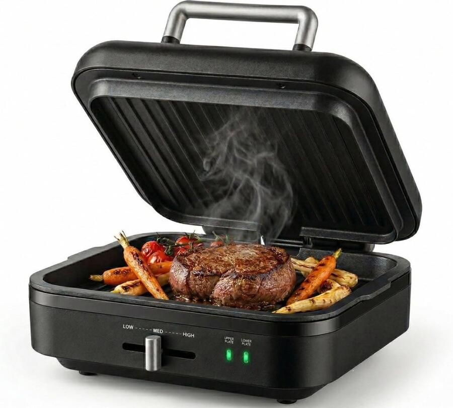 Ahd Contactgrill met uitneembare platen Contactgrill Multi grill Zwart ‎23cm x 14cm x 10cm