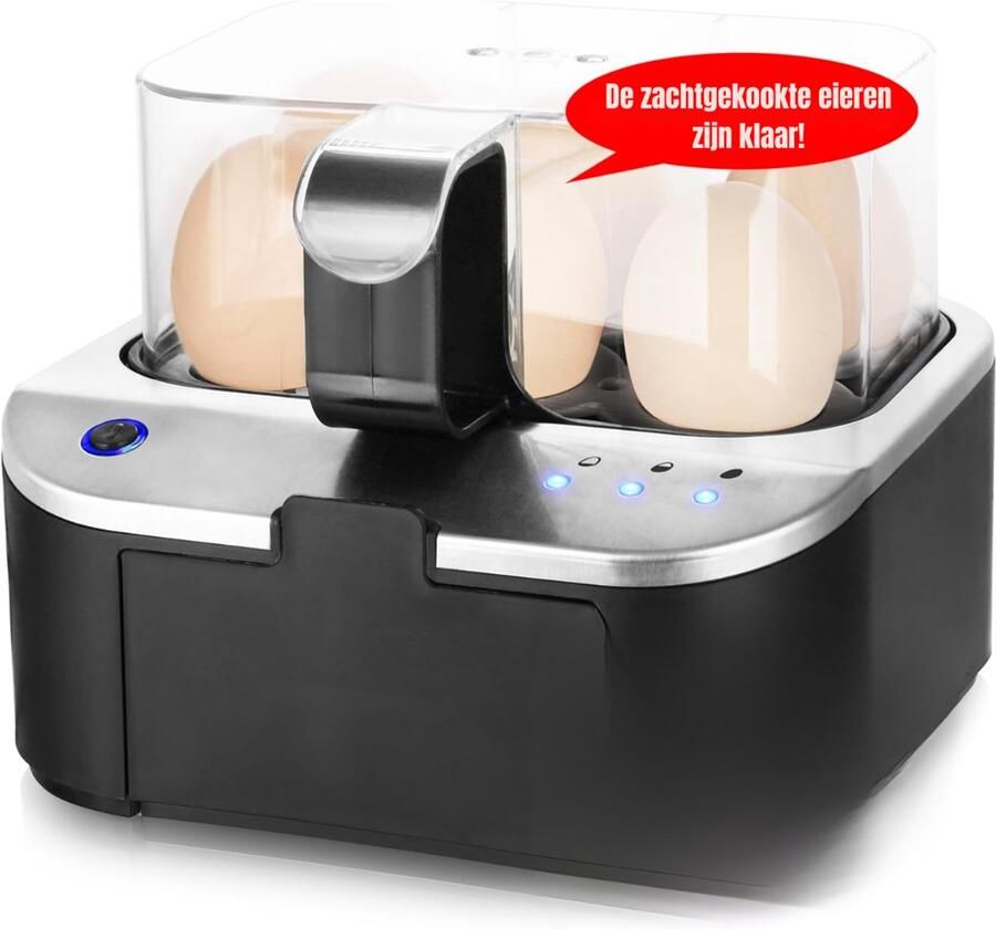 Ahd Eierkoker electrisch Eierkoker met timer Roestvrij Staal -Zilver- 19cm x 18cm x 15cm; 1.1 kg