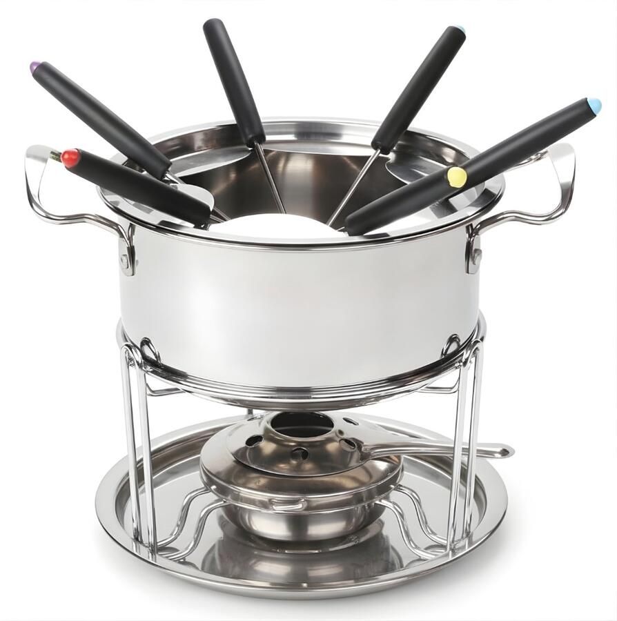 Ahd Fondueset Fondue Netjes Zilver 25cm x 18cm x 19cm