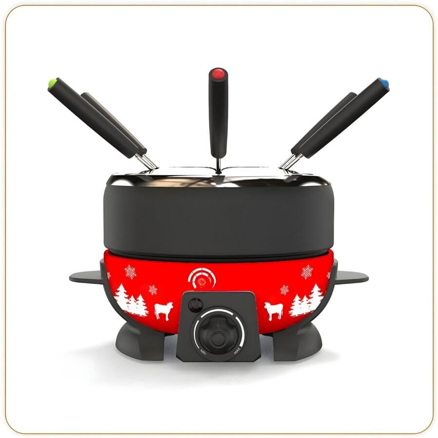 Ahd Fondueset Fondue Netjes Zwart Rood 26cm x 23cm x 17cm