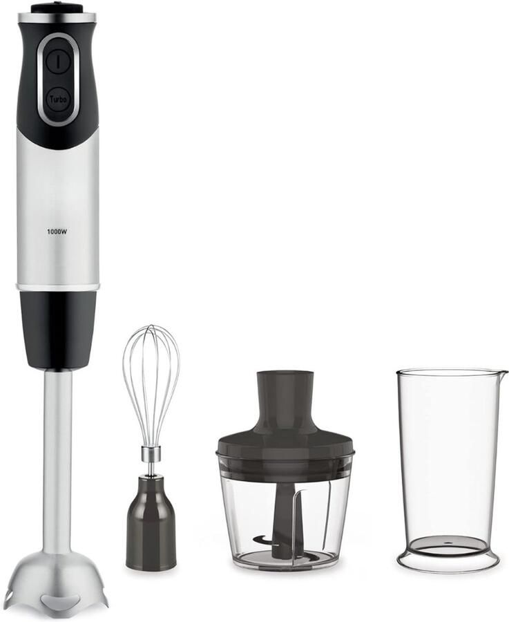 QUOVO Mixer staafmixer Mixer handmixer Zilver Zwart 7cm x 7cm x 40cm; 1.37 kg