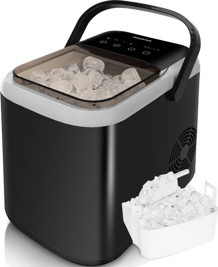 Aigostar IJsblokjesmachine – 1.5L -14kg 24 uur – IJsblokjesmaker met IJsschep – Zelfreinigingsfunctie Draagbaar Zwart - Foto 4