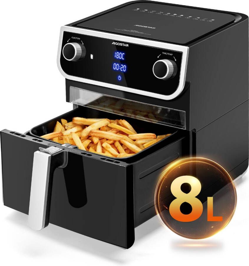 Aigostar 30I0T Joy Airfryer XXL Heteluchtfriteuse 12 Automatische Programma's 8L Zwart