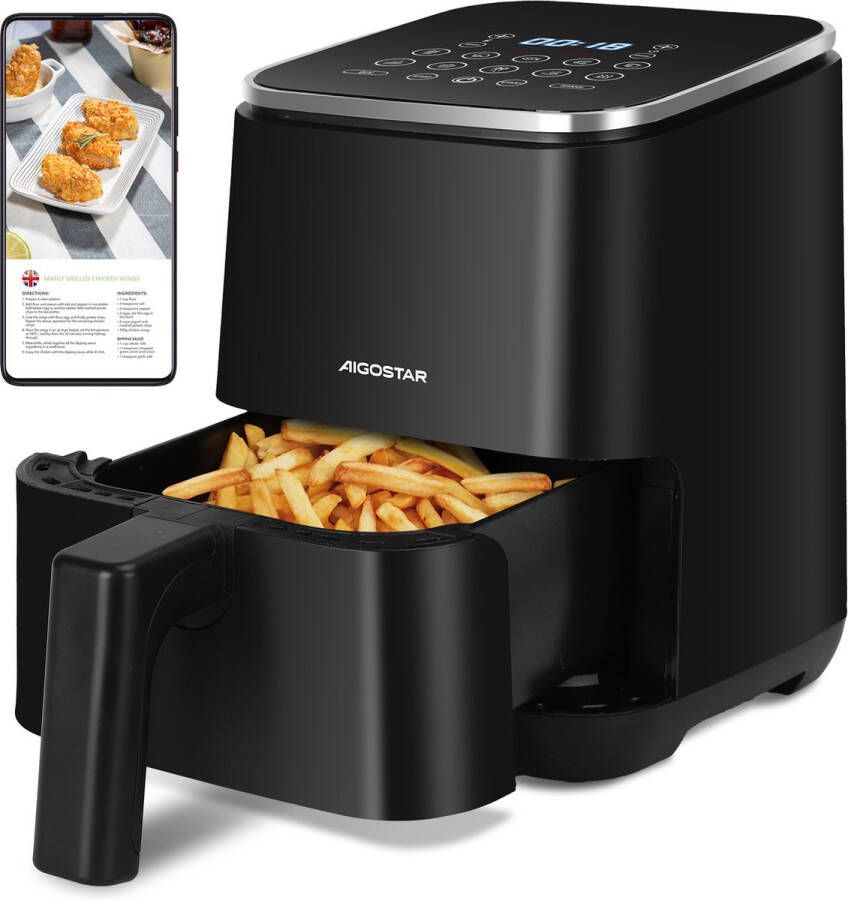Aigostar 30J4W Dot Airfryer Heteluchtfriteuse 2L -Zwart
