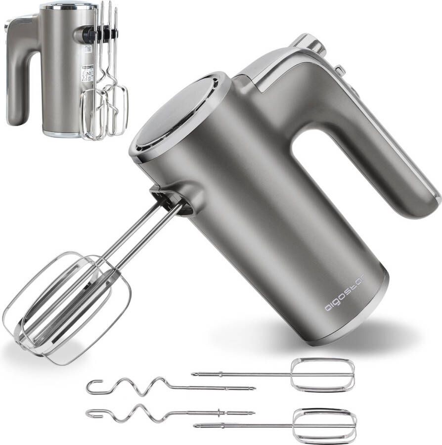 Aigostar Adela 30XMK -Handmixer met Opbergstandaard 5 Snelheden Mixer Turbo Incl. Kloppers Deeghaken RVS 400W - Foto 1