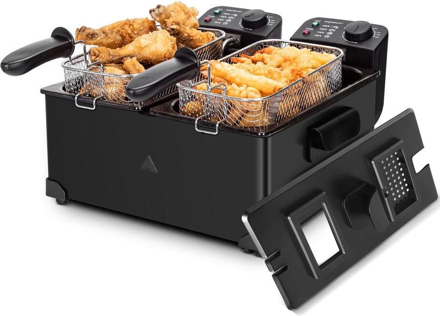 Aigostar Feast Dubbele Friteuse 2x 3L 2x 1800W Koude Zone 1 8 kg Friet Zwart - Foto 2