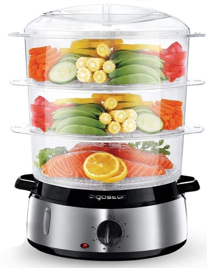 Aigostar Fitfoodie 30INA Stoomkoker 9L met Timer 800W 3 Lagen RVS - Foto 2