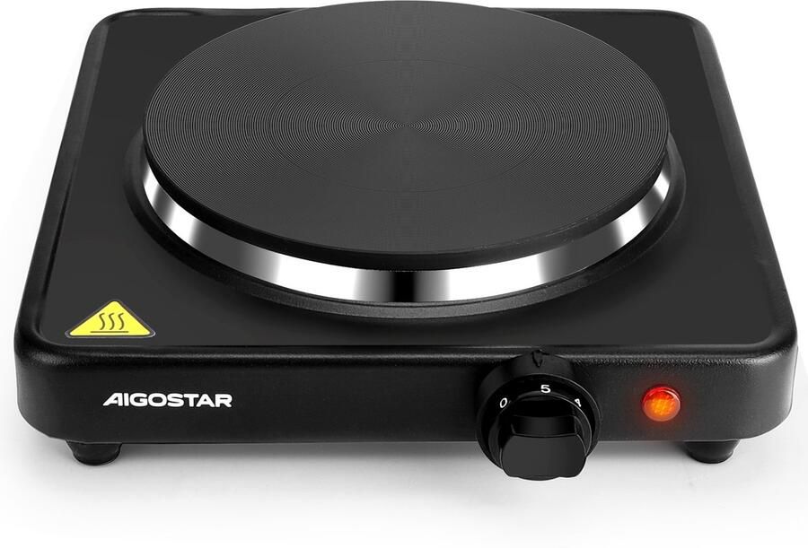 Aigostar GemPro Electrische Kookplaat Keramisch 1 pit 1500w Zwart