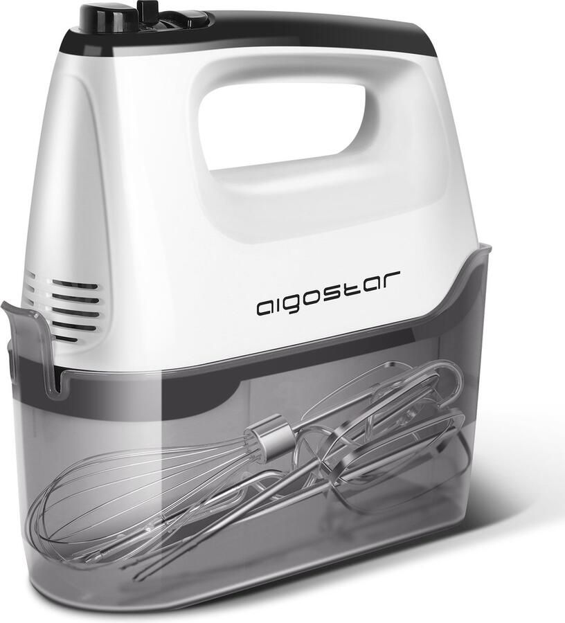 Aigostar Pudding 30XMJ Handmixer 6 snelheden en turbofunctie Opslagbasis Kloppers & Deeghaken & Garde Mixer 400W RVS Wit - Foto 2