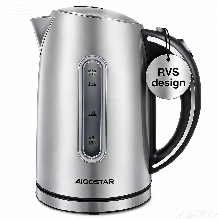 Aigostar Waterkoker RVS 1 7 liter inhoud 2200W Kalkfilter Waterniveau indicator King 30CEA