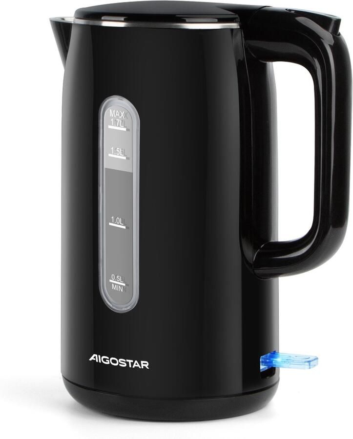 Aigostar Lydian Elektrische Waterkoker -Retro 1 7 Liter Dubbelwandig Cool-touch Waterniveau indicator 2200W Zwart - Foto 2