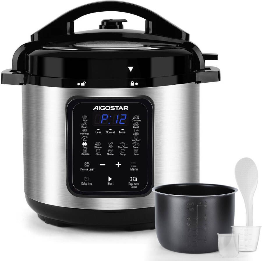 Aigostar Derrick Pressure Multicooker 6 Liter Snelkookpan Slow Cooker Rijstkoker Stomer - Foto 2