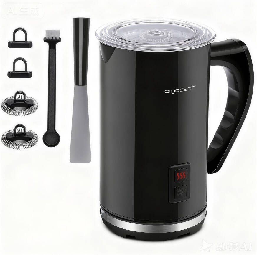 Aigostar Capu Melkopschuimer Elektrische Melkopschuimer 3-in-1 Voor opschuimen en verwarmen BPA vrij 240ml Zwart - Foto 2