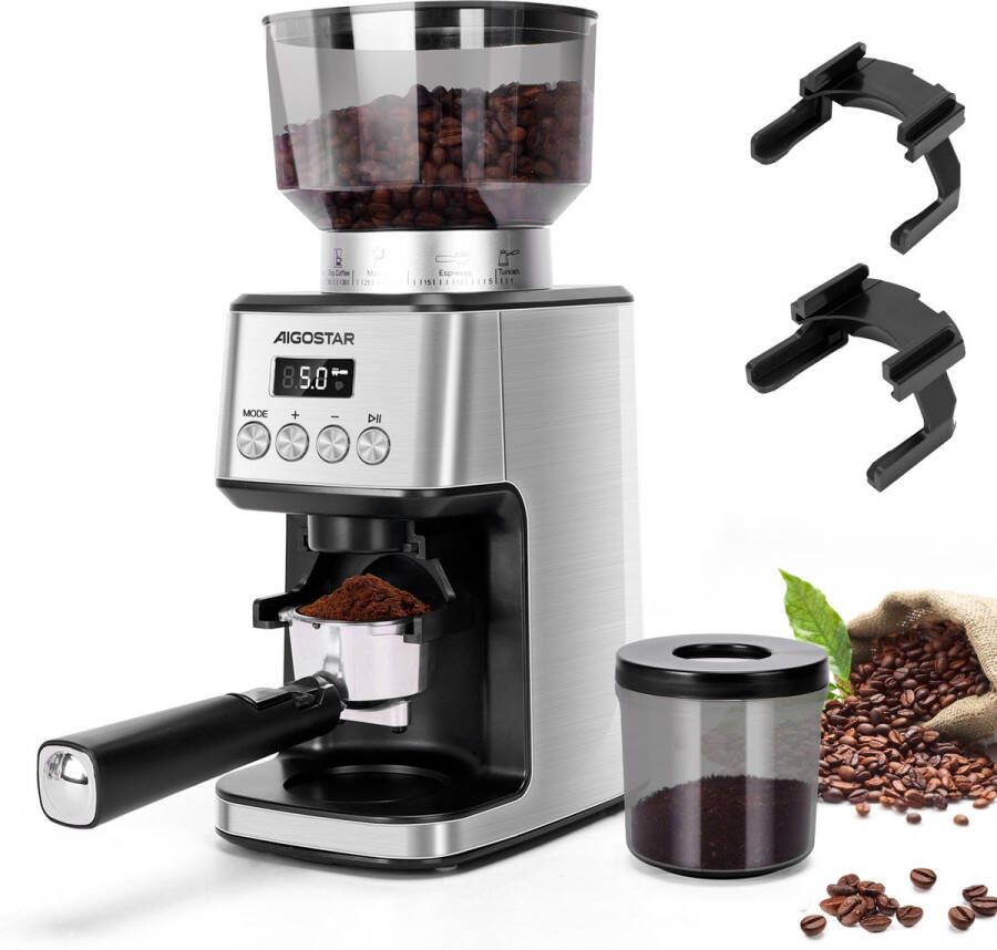 Aigostar Flavor 30A4P Elektrische Koffiemolen Koffiebonen maler 52 maalstanden Coffee Grinder 180w