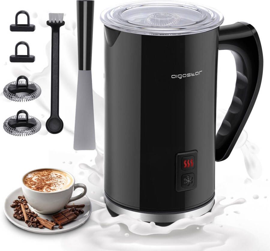 Aigostar Capu Melkopschuimer Elektrische Melkopschuimer 3-in-1 Voor opschuimen en verwarmen BPA vrij 240ml Zwart - Foto 3