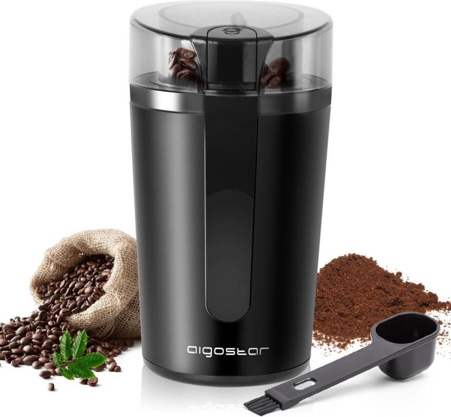 Aigostar Natural 30RRJ Elektronische Koffiemolen koffiemaler Coffee Grinder Kruidenmolen BPA-vrij 200W Zwart - Foto 3