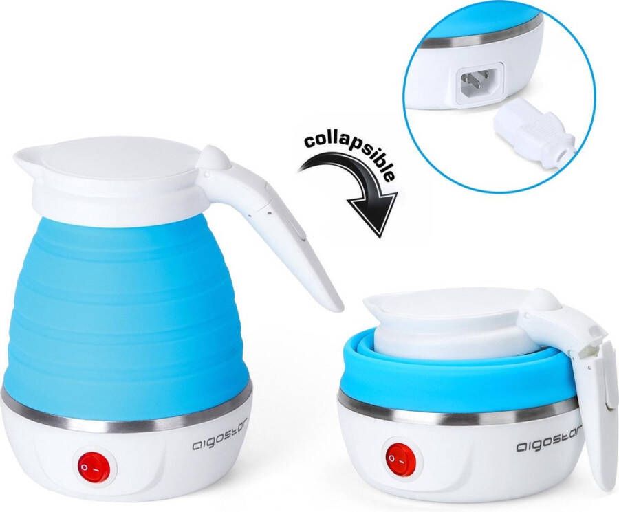 Aigostar Opvouwbare Waterkoker Reis Waterkoker Dual Voltage (100-120V 220-240V) 0 6 liter Mini Waterkoker Camping & Travel elektrisch Blauw Sapphire 30LDC - Foto 3