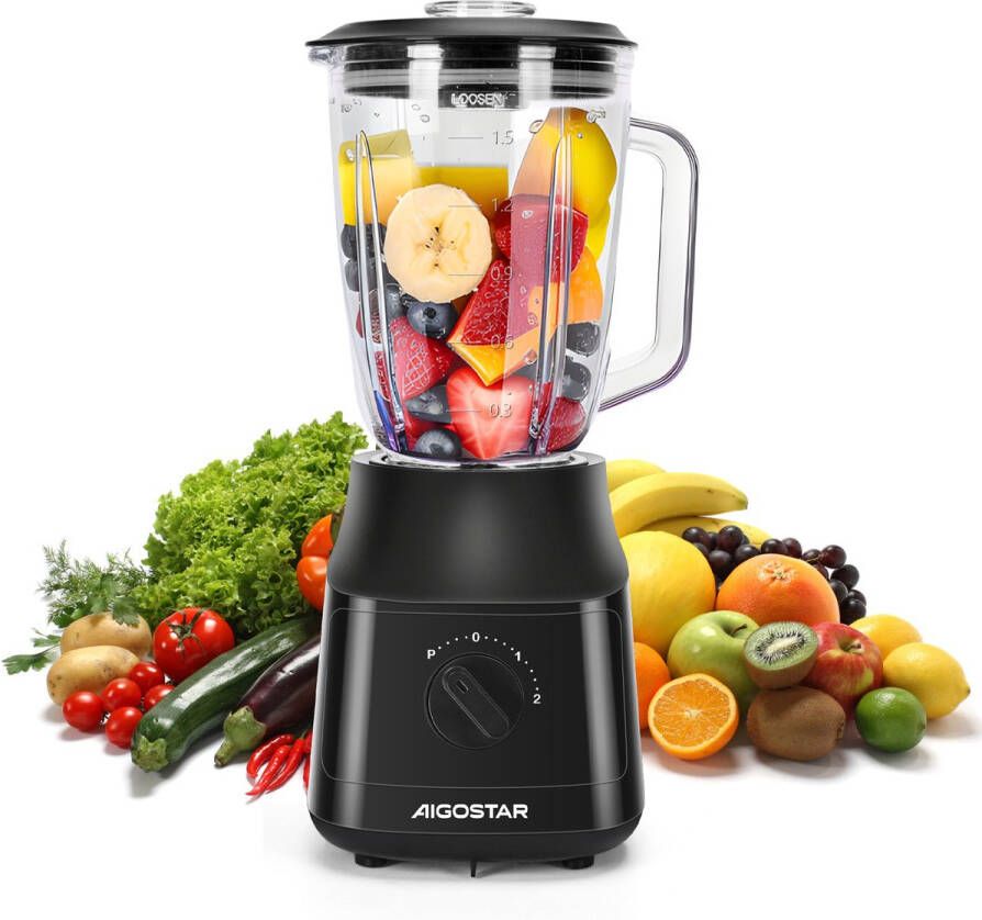 Aigostar Swift Blender Smoothie Maker 1 5 L Glazen Kan Krachtig stil en eenvoudige reiniging 800W Zwart - Foto 2