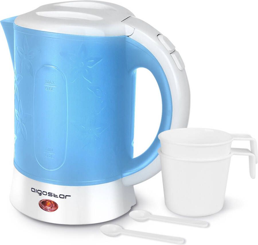 Aigostar Walking Drip 30JQK Waterkoker Elektrisch 0.6 Liter Reis Waterkoker Klein Camping Formaat 650W Blauw Wit - Foto 2