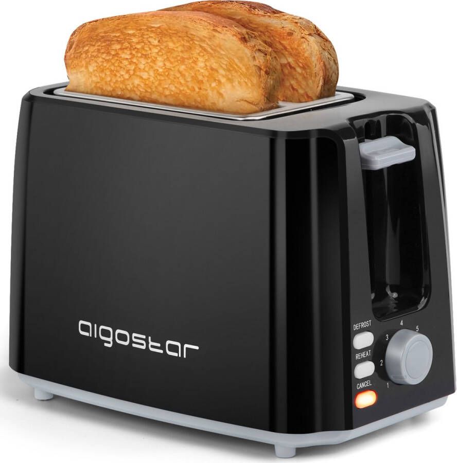 Aigostar Warrior 30JRL Broodrooster Toaster 7 Warmteniveaus 2 Extra Brede Sleuven Reheat en Ontdooi-functie Moederdag Cadeautje 750W Zwart - Foto 2