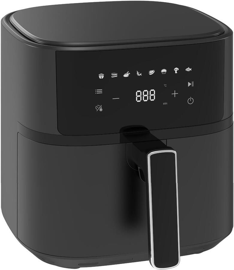 AIMASON 625A Airfryer 6.5L Heteluchtfriteuse met LED-display Snelverwarming van 1700W Metalen Binnenmand 8 programma's 80-200℃ Zwart