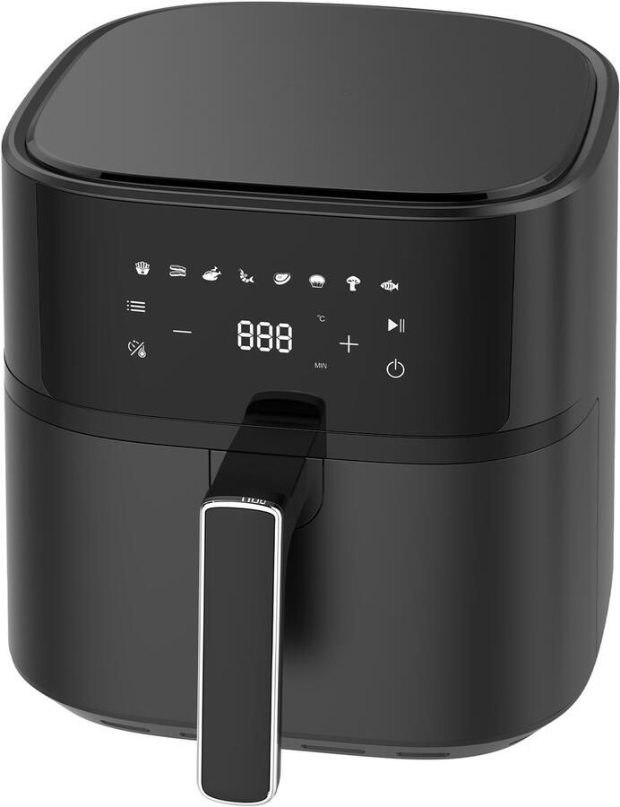 AIMASON 6.5L XL Airfryer 625A Kompakt Heteluchtfriteuse met Metalen Binnenmand 1700W Rapid Air-technologie Zwart 8 programma s en touchscreen Eenvoudig schoon te maken