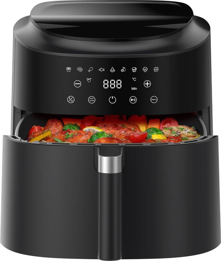 AIMASON AF80D10 XXL Heetluchtfriteuse 9L 2350W Airfryer voor Snel Koken 9 Programma's LED-display Verwarmfunctie Metalen binnenkant Moderne Airfryer voor Familiegerechten