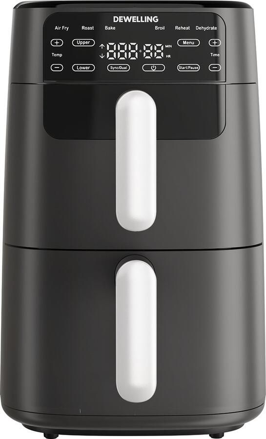 AIMASON Airfryer 10L dubbele stapel 2700W Heteluchtfriteuse met 2 kamers XXL Heteluchtfriteuse met verticale dubbele kamer 6-in-1 Functies Max 230°C Bespaart 50 procent ruimte Receptenboek