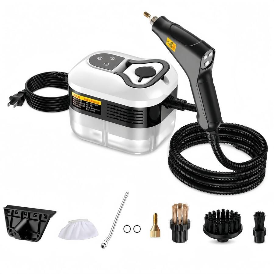 AIMASON Stoomreiniger Handstoomreiniger voor Keuken Badkamer en Auto 1500W 1200ml 4.5 Bar 6 Standen met 9 Accessoires 15 Seconden Opwarmen met Handgreepbediening Wit