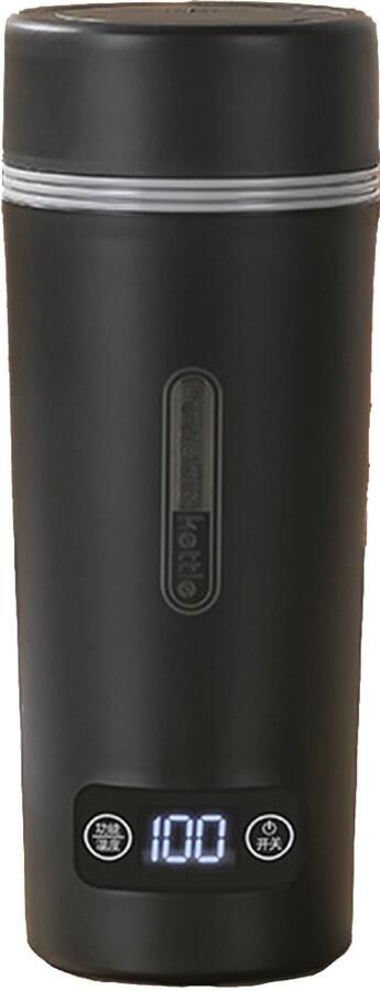AIMASON Draagbare Waterkoker Waterflessen Travel Mug Mini Waterkoker Kleine Waterkoker Reis Waterkoker Camping Waterkoker Met Temperatuurregeling Roestvrij Staal Zwart - Foto 2