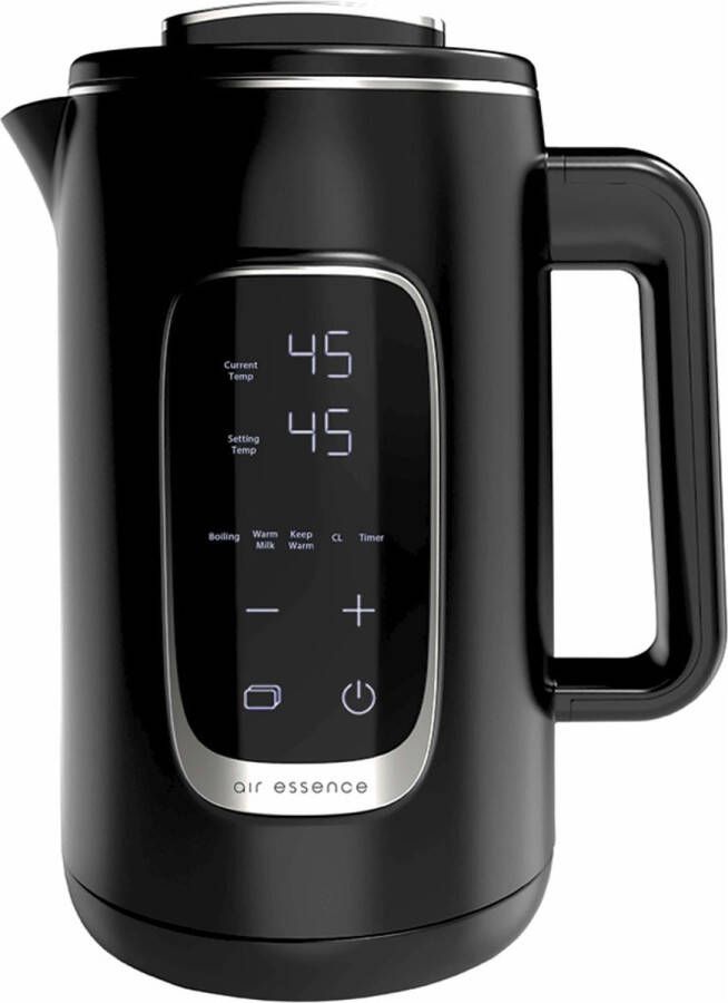 Air Essence LuminaTi Black MAX Waterkoker elektrische waterkoker met ontchlorings- en ontkalkingsfunctie 2200W inhoud 1 5L Zwart