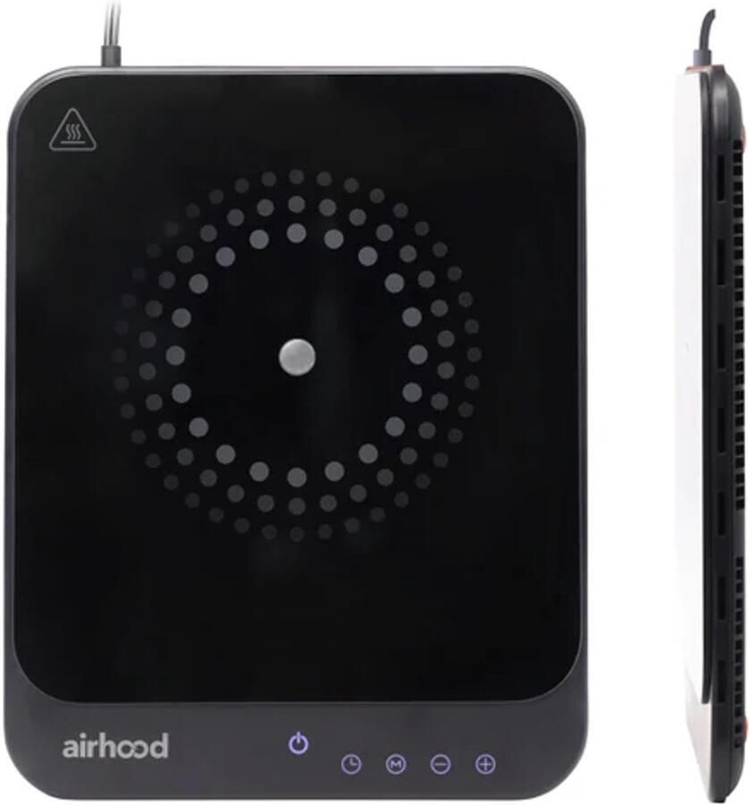 AirHood Draagbare Superdunne Inductiekookplaat 2000 Watt 1 kookzone 10 standen temperatuur instelling | Timer Zwart