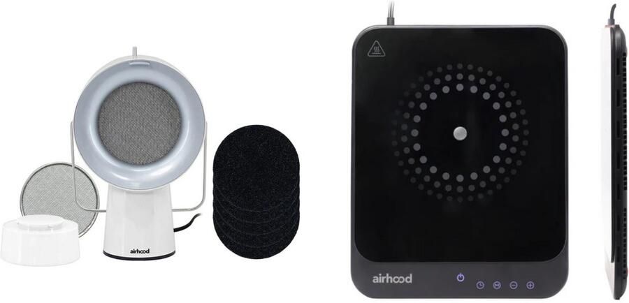 AirHood Original Ivory White Wired Inductie Combi Pack Mobiele en draagbare afzuigkap + inductieplaat