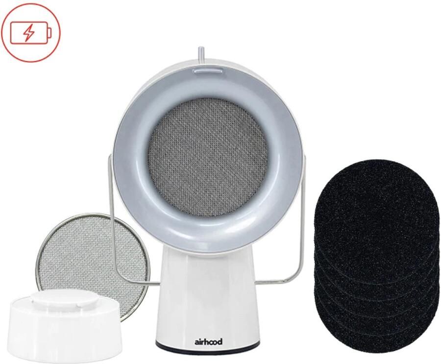 AirHood Original 's werelds eerste mobiele afzuigkap Ivory White Wireless Afzuigkap Draagbaar Mini Afzuigkap ALL IN SET