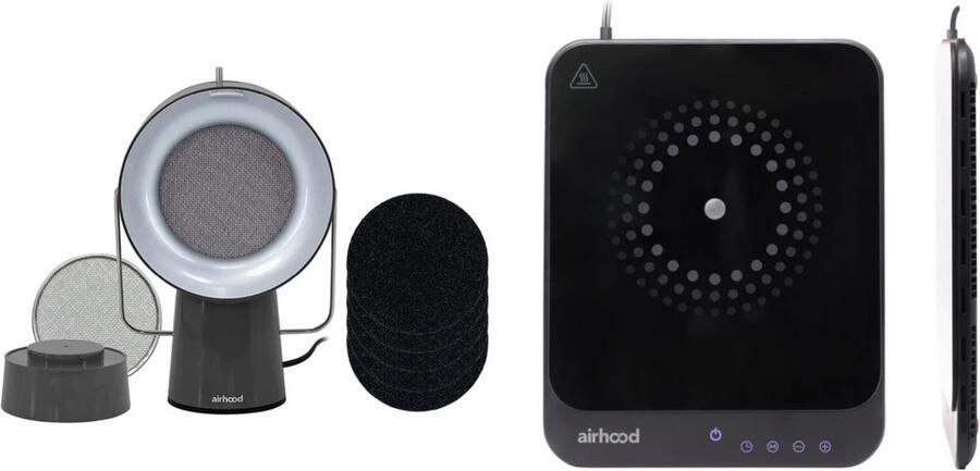 AirHood Original Space Black Wired Inductie Combi Pack Mobiele en draagbare afzuigkap + inductieplaat