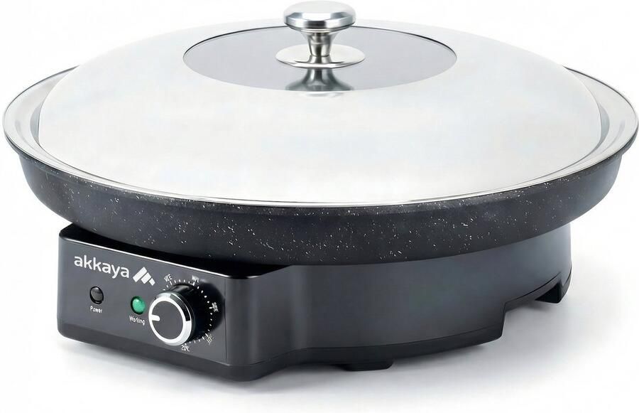 Akkaya Steinrapen Elektrische Pizza- & Tafeloven – 250°C – Anti-aanbak – Veelzijdig Koken voor Pizza Pannenkoeken & Meer