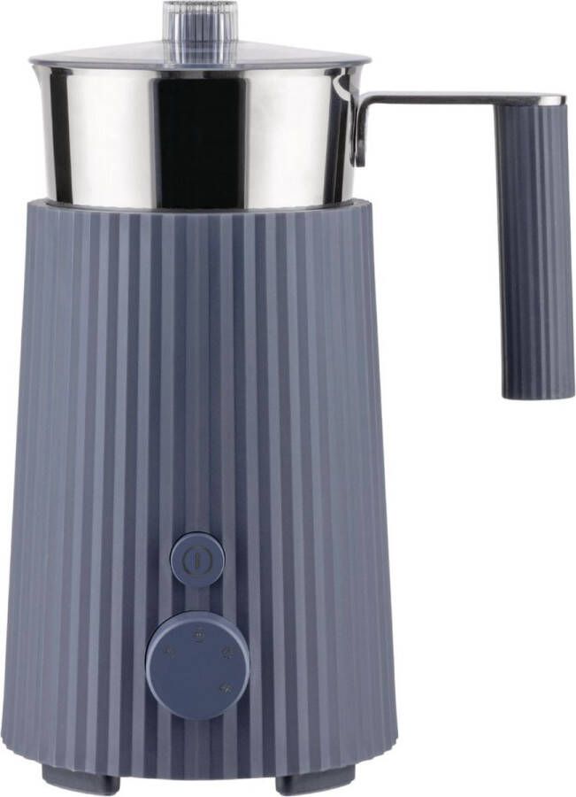 Alessi Melkopschuimer Plissé – Grijs – Ontworpen door Michele de Lucchi – MDL13 G – Stijlvol en Krachtig – Perfect voor het Maken van Melkopschuim voor Koffie en Cappuccino