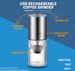 Algemeen Koffiemolen USB Oplaadbare Touch Control Huishoudelijke Elektrische Koffiemolen Machine Koffiebonenmolen Draagbare Conische Burr Grinder Reisformaat Reinigingsborstel Inbegrepen Geschikt voor kruiden