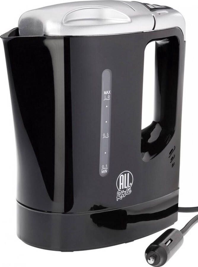 All Ride Reis Waterkoker 12V Auto Waterkoker 0.8L Aansluiting op Sigarettenaansteker Auto Warme Dranken Onderweg voor Auto Camper Boot en Vrachtwagen Kunststof Zwart