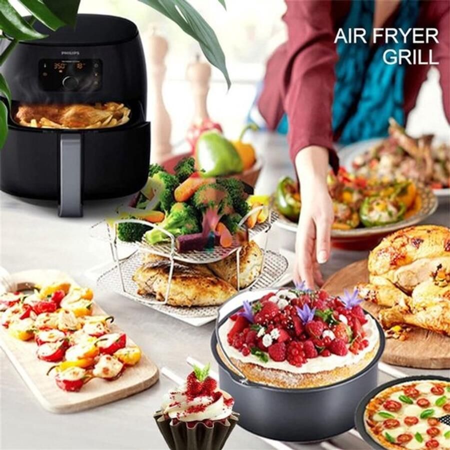 Dailygoody Luchtfriteuse grill Dehydrator mand Roestvrij staal