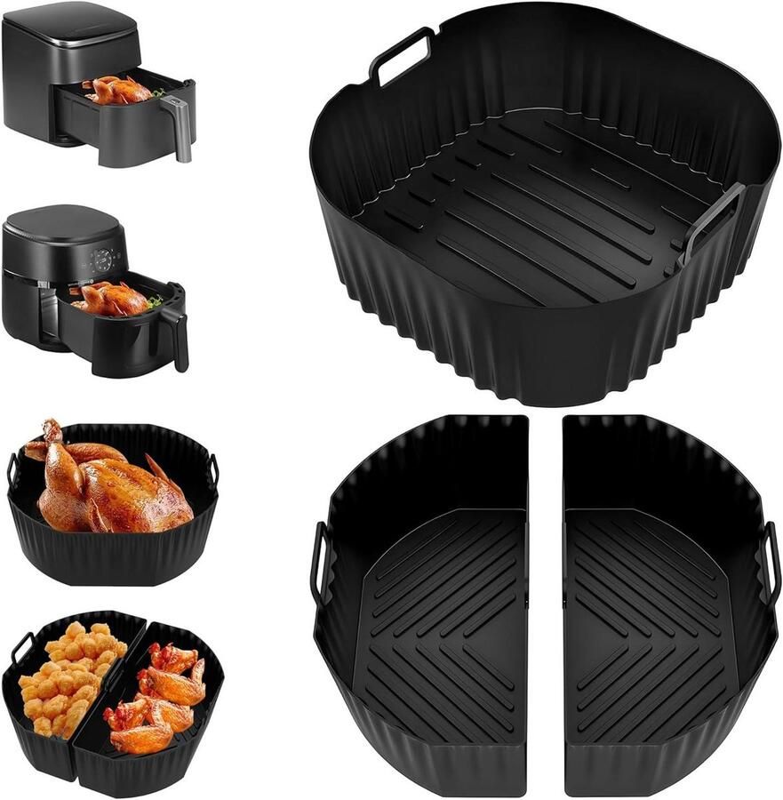 Allecto premium Siliconen Vorm Accessoires Heteluchtfriteuse Philips 2000 Serie Cosori TurboBlaze Herbruikbaar Siliconen Inzetstuk Luchtfriteuse Set van 3ست