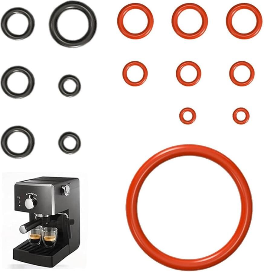Allecto Plus O-ring afdichting voor koffiemachine Onderhoudsset Siliconen afdichting Supportventiel Stoomventiel Uitloopventiel Compatibel met koffiemachines