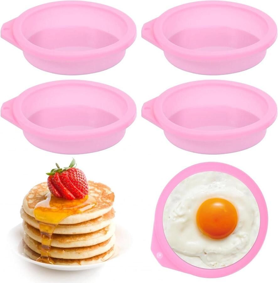 Allecto Plus Set van 4 Air Fryer Ei Mallen voor Gebakken Ei Muffin Sandwiches Siliconen Herbruikbare Eierringmallen Huishoudelijke Keuken Accessoires