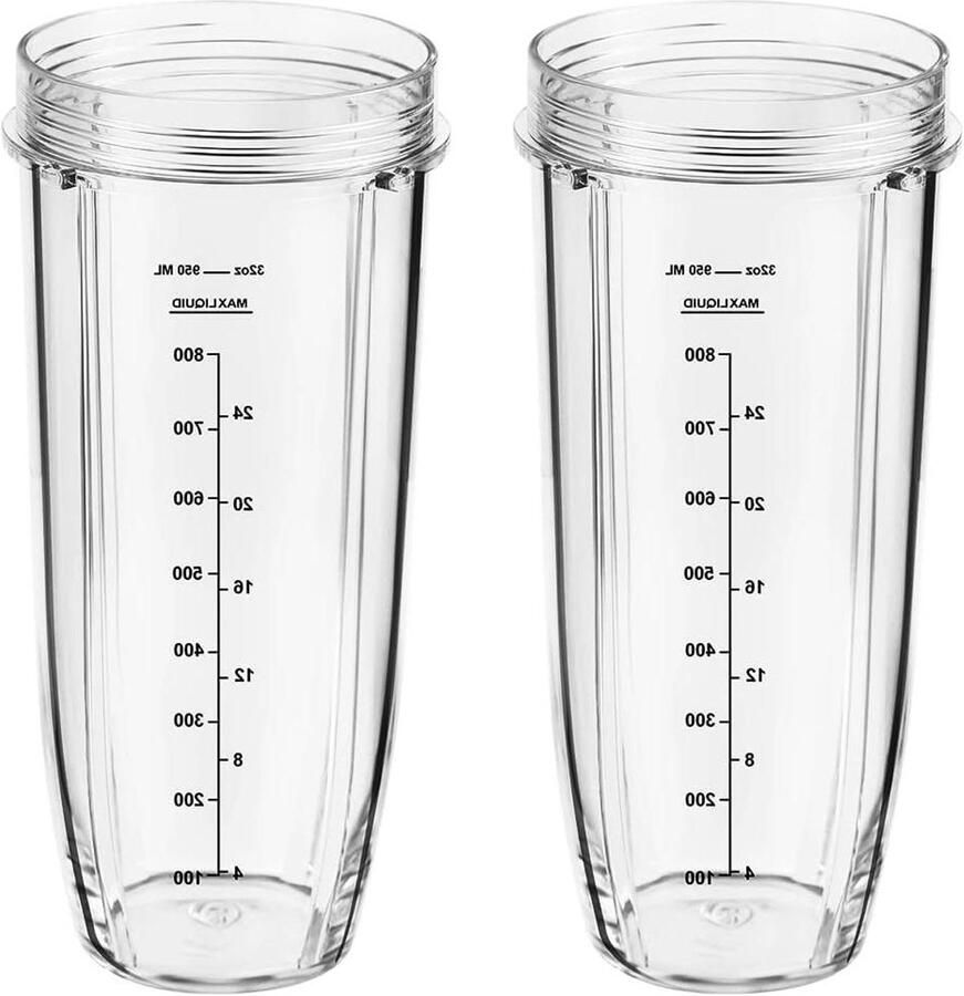Allecto premium 950ml Mixerbekers Vervanging voor Ninja Auto-iQ Blender Set van 2 Nutri Ninja Onderdeel Geschikt voor Verschillende Modellen